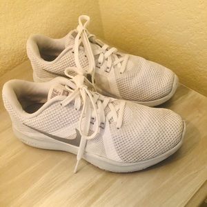 White nike running shoes
